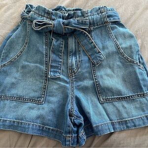 Banana Republic Blue Paper Bag Waist Jean Shorts
